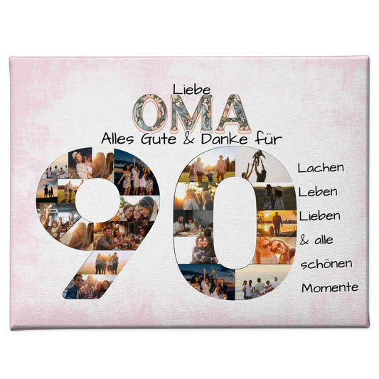 Personalisierte Leinwand zum 90 Geburtstag für Oma Schöne Momente 1