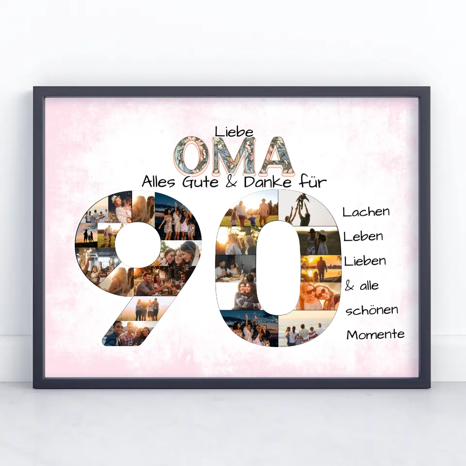 Personalisiertes Poster zum 90 Geburtstag für Oma Schöne Momente
