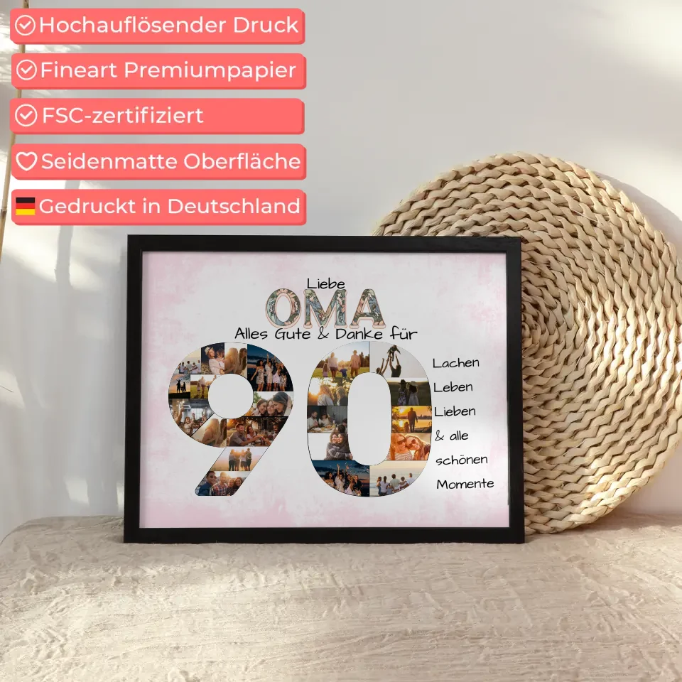Personalisiertes Poster zum 90 Geburtstag für Oma Schöne Momente