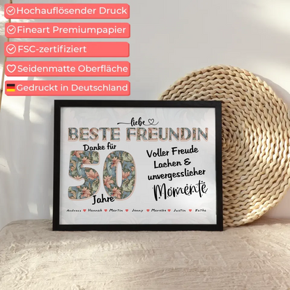 Beste Freundin 40 Geburtstag Geschenk Personalisiert Fotocollage