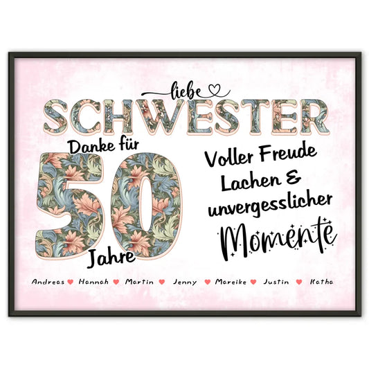 Schwester Poster personalisiert Momente Mit Namen zum 60 Geburtstag