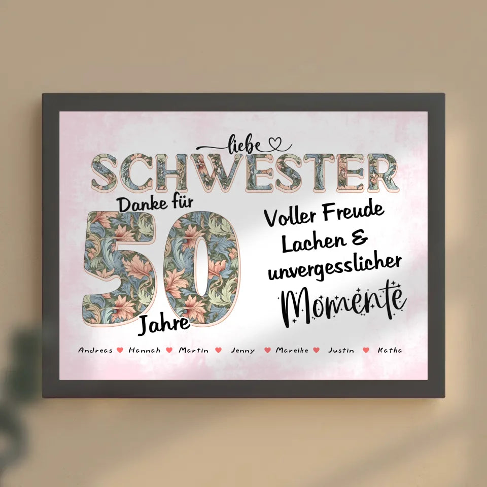 Schwester Poster personalisiert Momente Mit Namen zum 60 Geburtstag