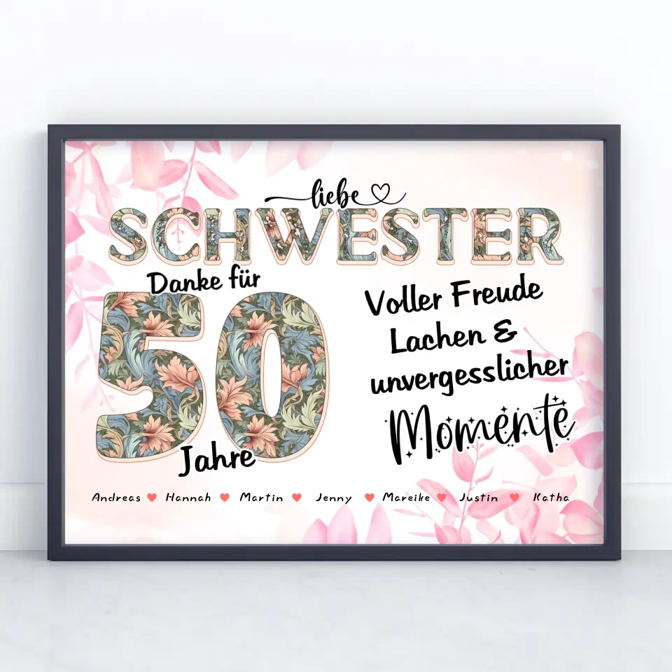 Schwester Foto Momente der Familie zum 50 Geburtstag Personalisiertes Poster