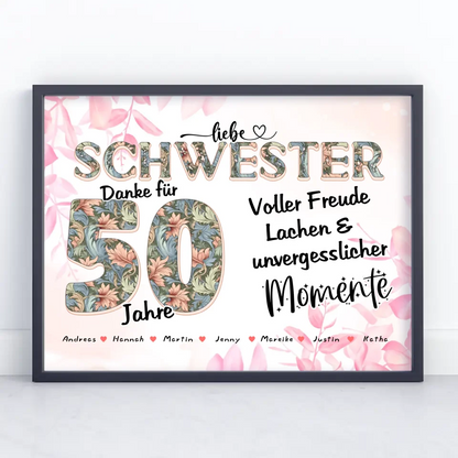 Schwester Foto Momente der Familie zum 50 Geburtstag Personalisiertes Poster