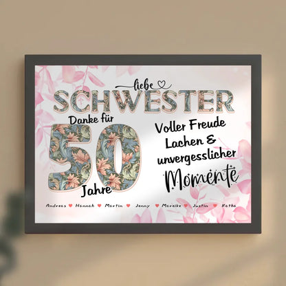 Schwester Foto Momente der Familie zum 50 Geburtstag Personalisiertes Poster