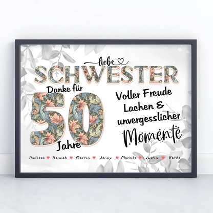 Schwester Foto Geschenk zum 40 Geburtstag mit Familien Fotos Schöne Momente