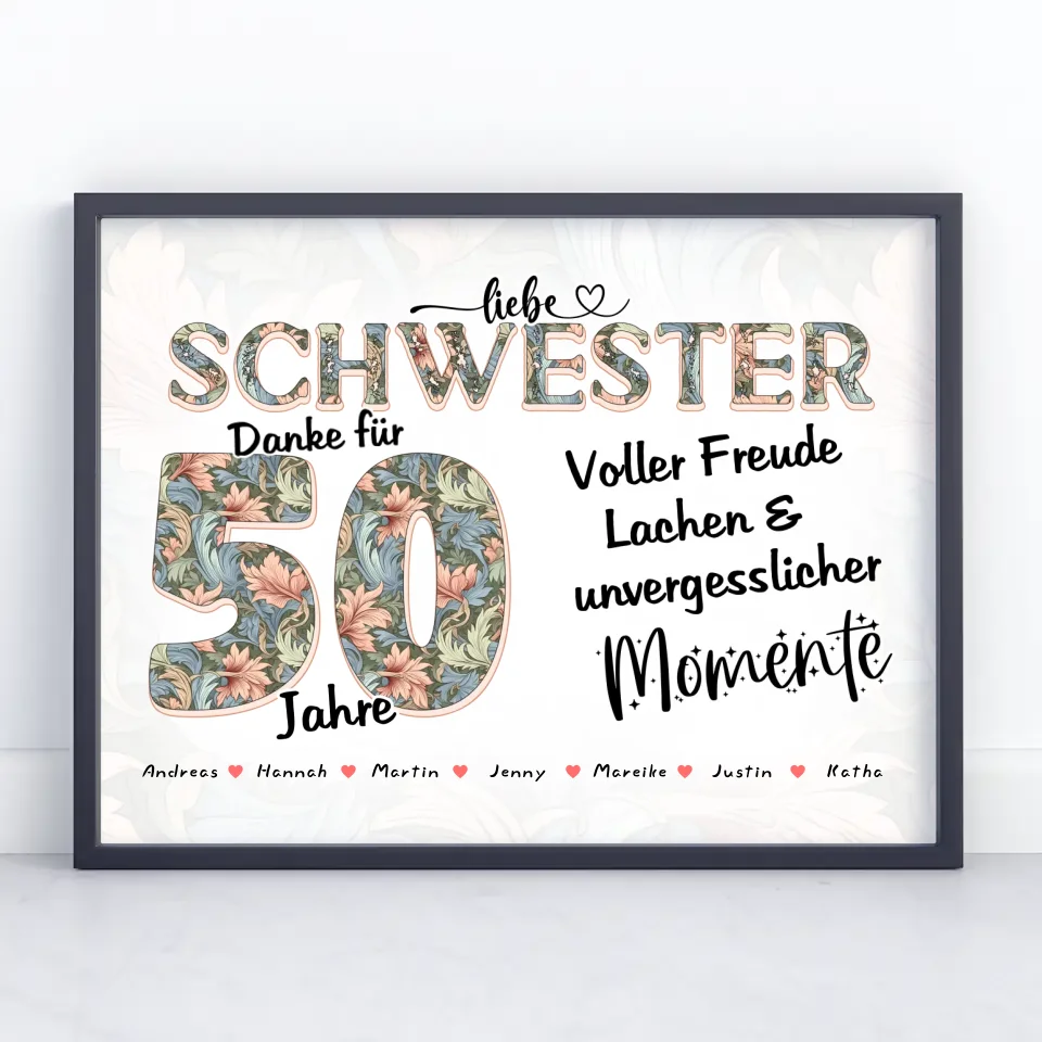 Schwester Poster mit Namen zum 30 Geburtstag Schöne Momente