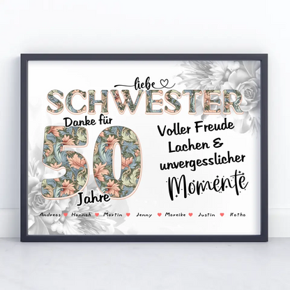 Schwester 18 Geburtstag Geschenk Personalisiert Fotocollage mit Namen