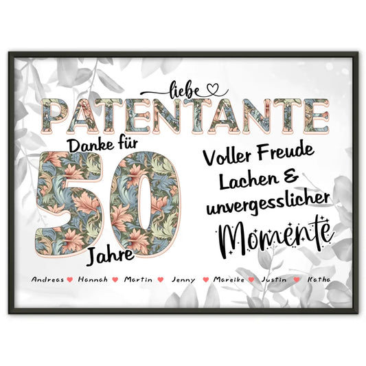 Patentante Poster personalisiert Schöne Momente Mit Namen zum 40 Geburtstag