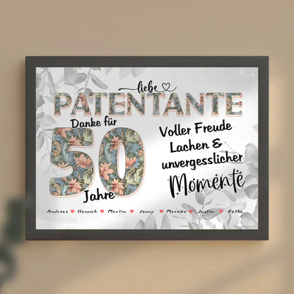 Patentante Poster personalisiert Schöne Momente Mit Namen zum 40 Geburtstag