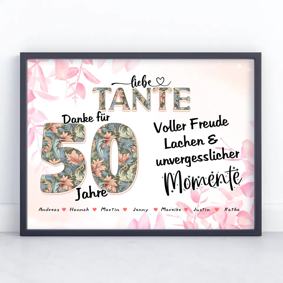 Tante Danke für Alles 50 Geburtstag mit Fotos und Namen