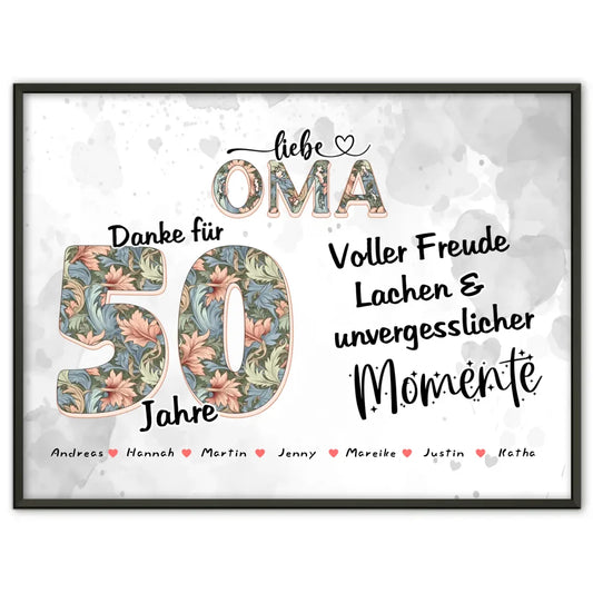 Oma Poster personalisiert Schöne Momente Mit Namen zum 90 Geburtstag