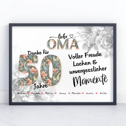 Oma Foto Momente der Familie zum 80 Geburtstag Personalisiertes Poster