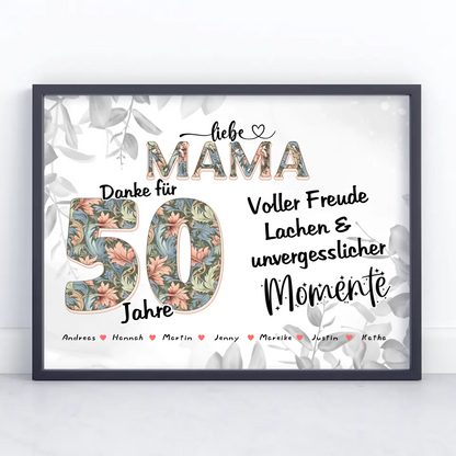 Mama 80 Geburtstag Geschenk Personalisiert Fotocollage mit Namen