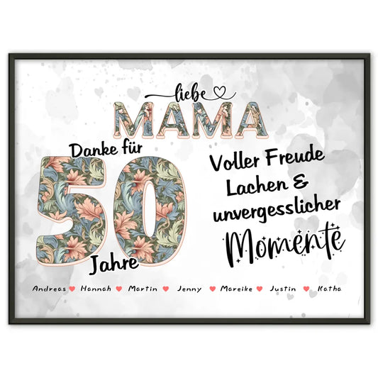 Mama Momente Poster Personalisiert zum 60 Geburtstag mit Namen und Fotos