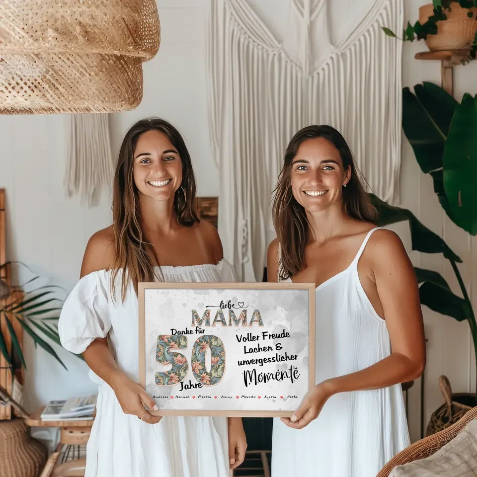 Mama Momente Poster Personalisiert zum 60 Geburtstag mit Namen und Fotos