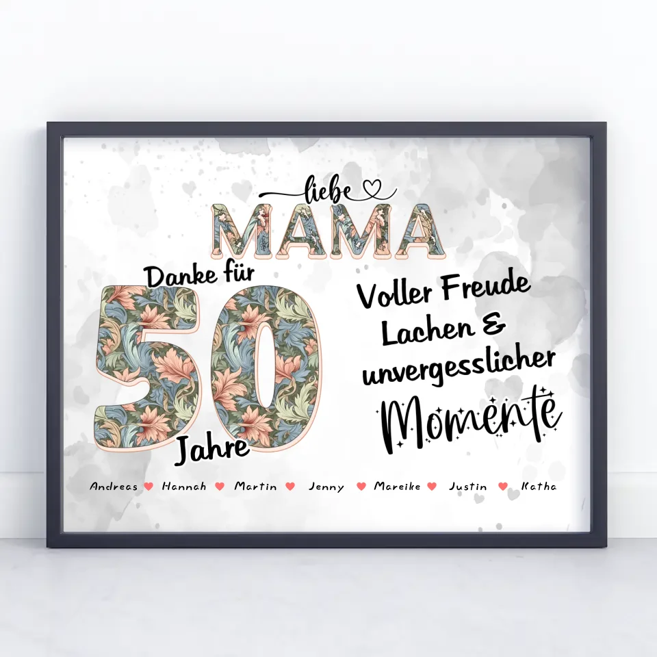 Mama Momente Poster Personalisiert zum 60 Geburtstag mit Namen und Fotos