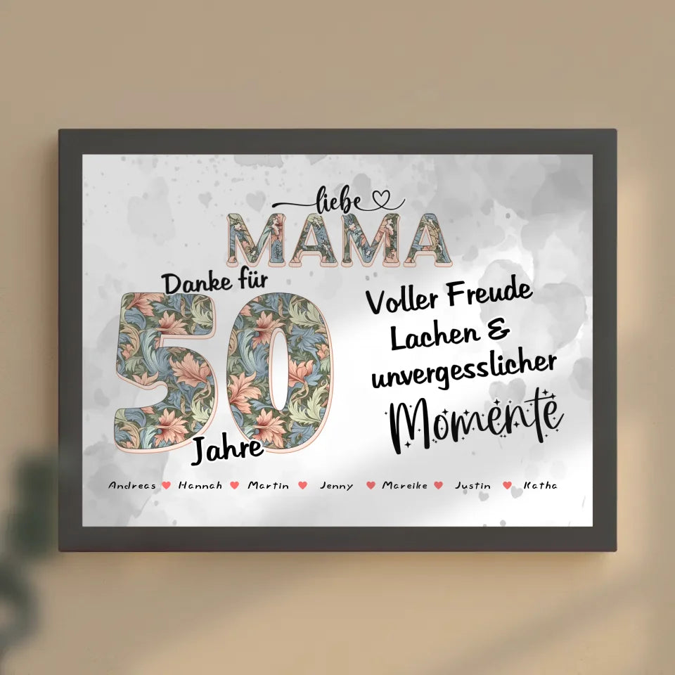 Mama Momente Poster Personalisiert zum 60 Geburtstag mit Namen und Fotos