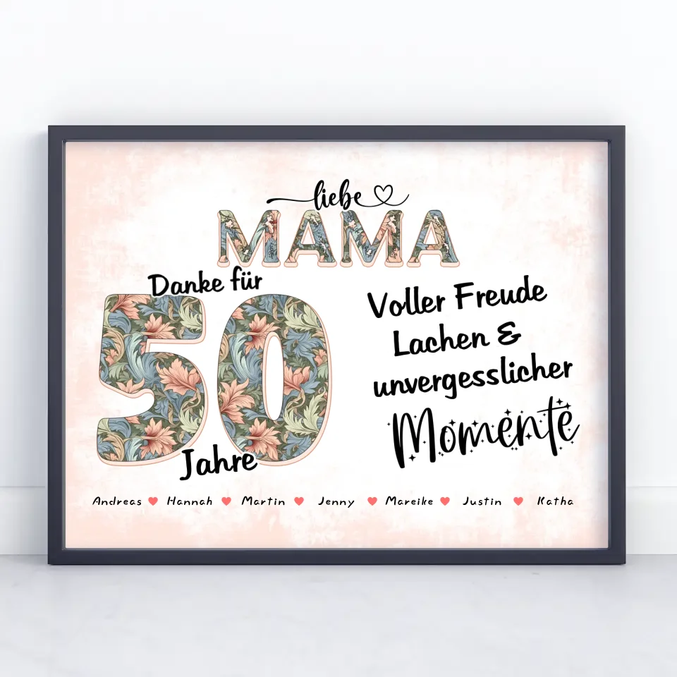 Mama Poster personalisiert Schöne Momente Mit Namen zum 40 Geburtstag