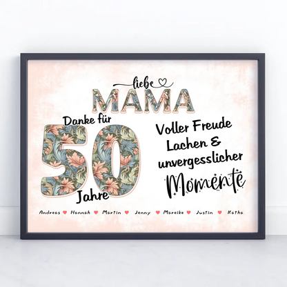 Mama Poster personalisiert Schöne Momente Mit Namen zum 40 Geburtstag