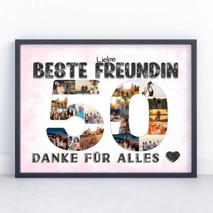 50 Geburtstag Personalisiertes Poster für Beste Freundin Fotocollage