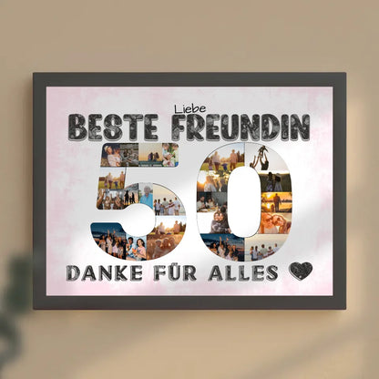 50 Geburtstag Personalisiertes Poster für Beste Freundin Fotocollage