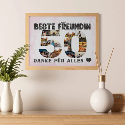 50 Geburtstag Personalisiertes Poster für Beste Freundin Fotocollage