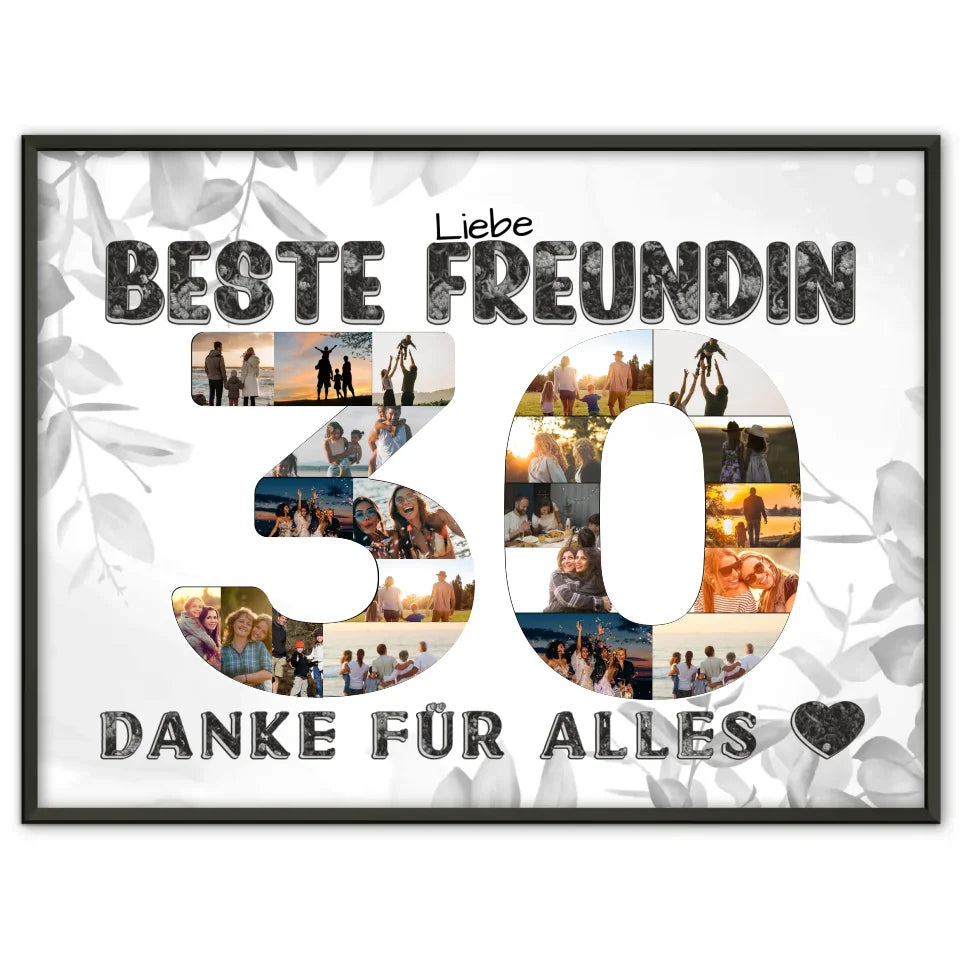 30 Geburtstag Geschenk Personalisiert Beste Freundin Poster Danke für Alles