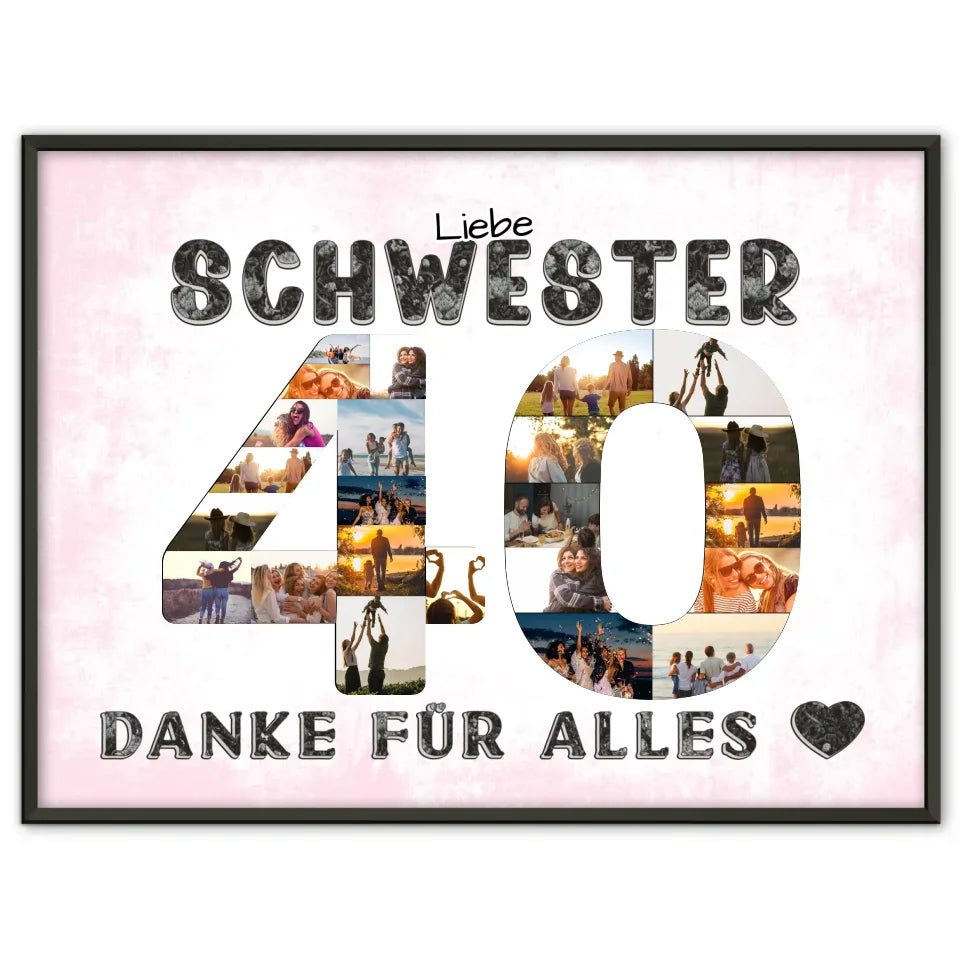 40 Geburtstag Schwester Geschenk Personalisiertes Poster