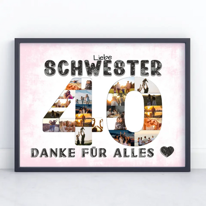 40 Geburtstag Schwester Geschenk Personalisiertes Poster