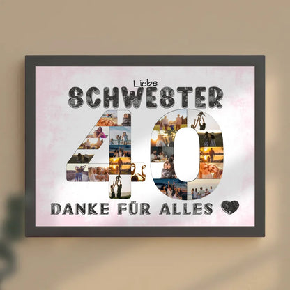 40 Geburtstag Schwester Geschenk Personalisiertes Poster