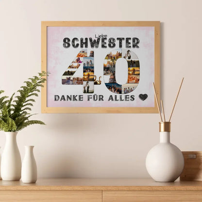 40 Geburtstag Schwester Geschenk Personalisiertes Poster