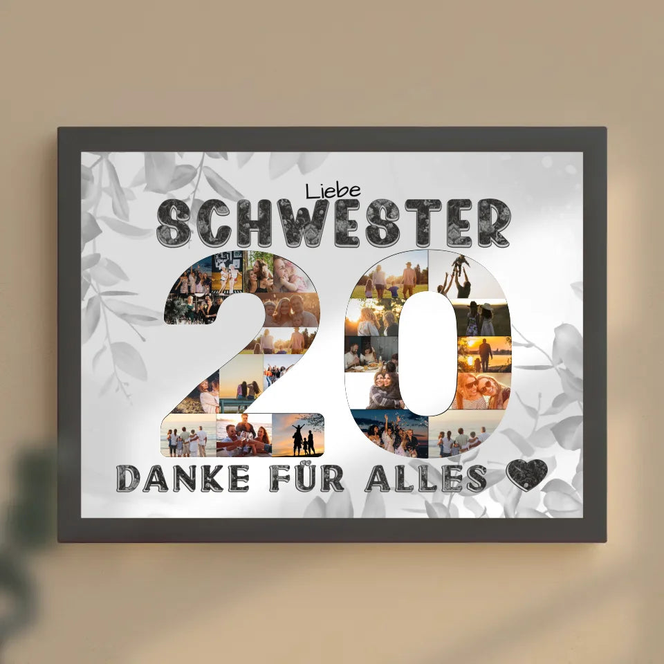 20 Geburtstag Geschenke Poster Schwester Danke für alles