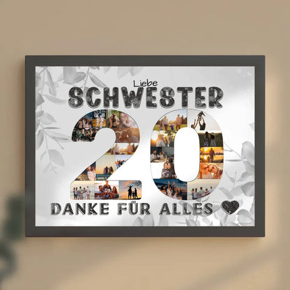 20 Geburtstag Geschenke Poster Schwester Danke für alles