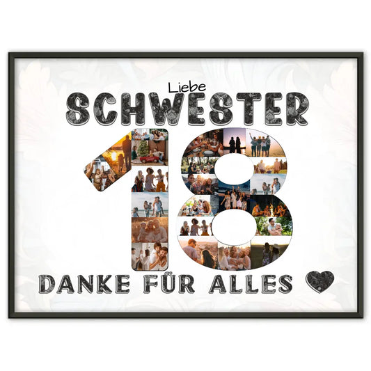 18 Geburtstag Personalisiertes Poster für Schwester Fotocollage 1