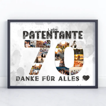 70 Geburtstag Poster Geschenk Patentante Danke für Alles Fotocollage