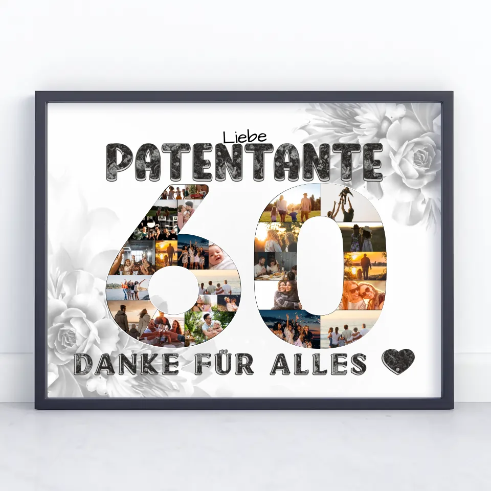60 Geburtstag Geschenk Personalisiert Patentante Poster Danke für Alles
