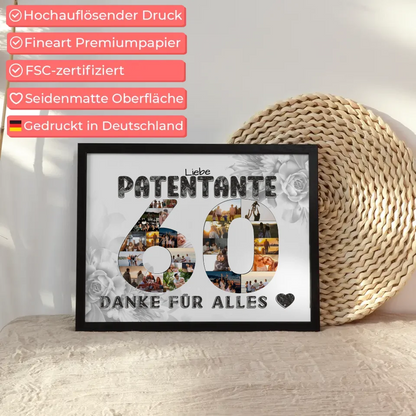 60 Geburtstag Geschenk Personalisiert Patentante Poster Danke für Alles