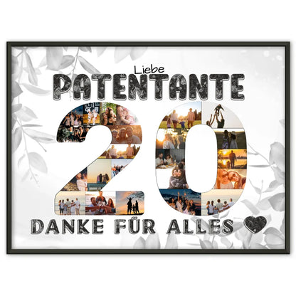 20 Geburtstag Patentante Geschenk Personalisiertes Poster