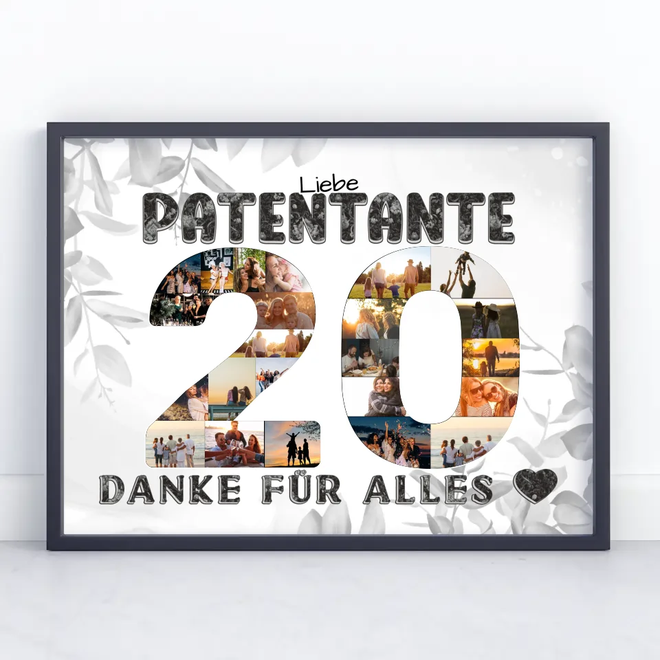 20 Geburtstag Patentante Geschenk Personalisiertes Poster