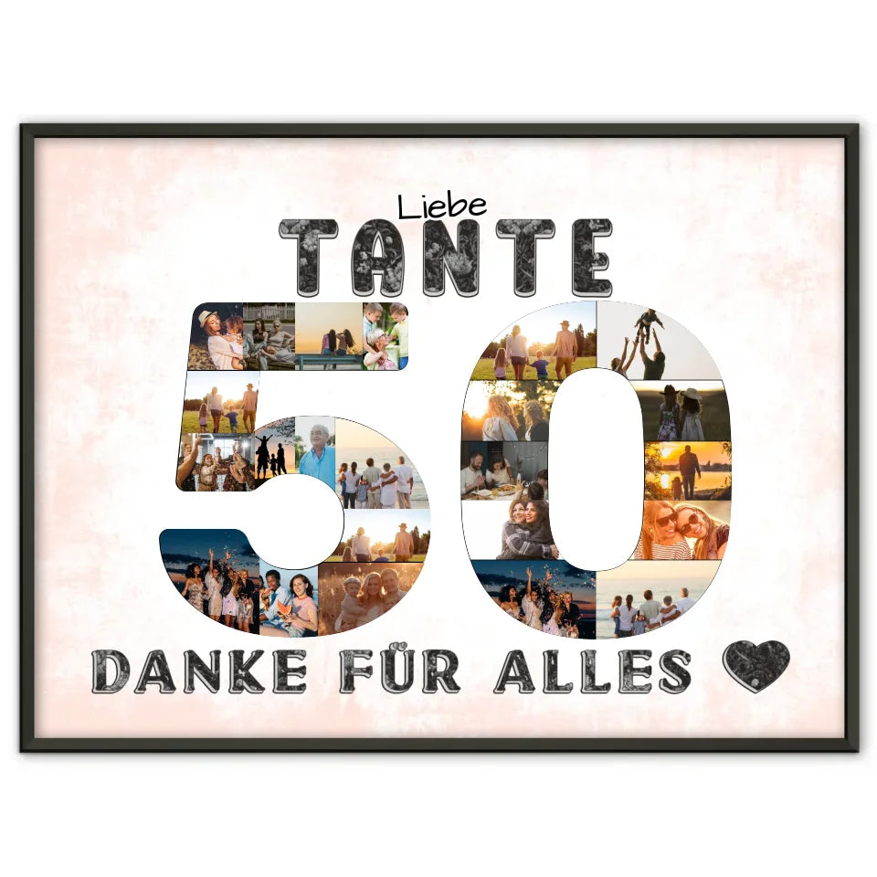 50 Geburtstag Personalisiertes Poster für Tante Fotocollage