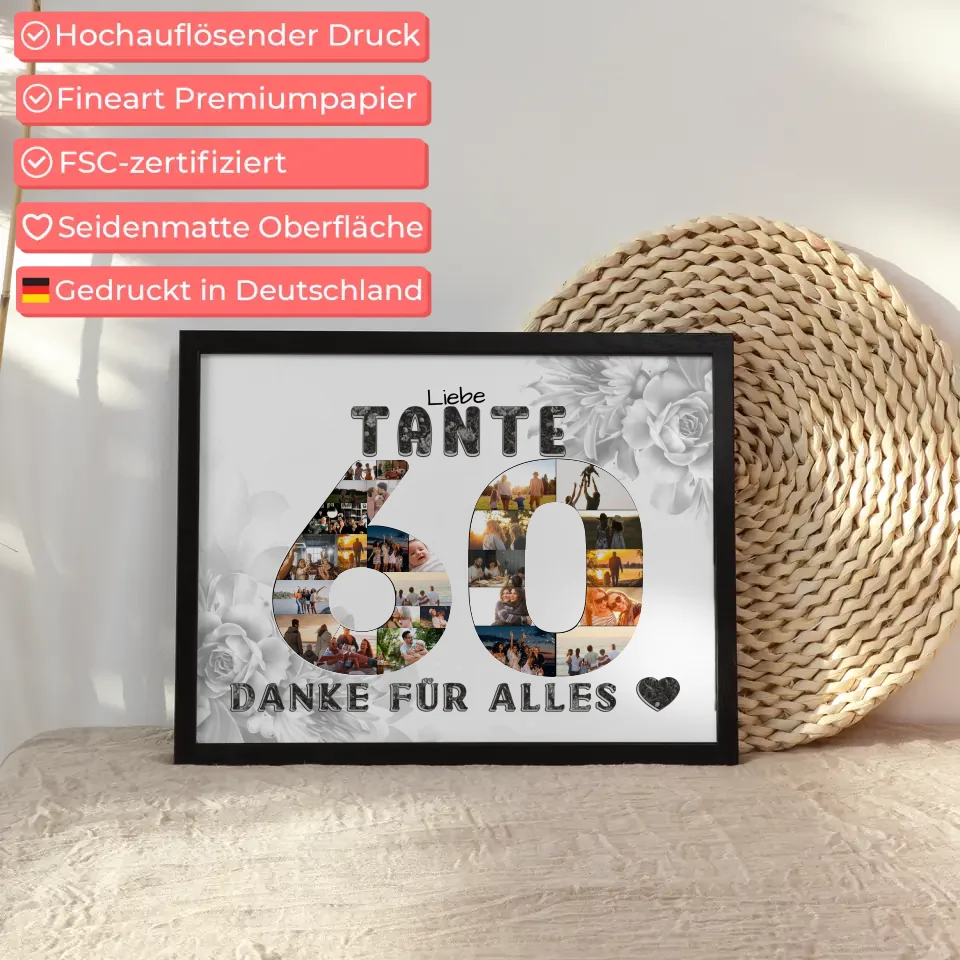 60 Geburtstag Geschenke Poster Tante Danke für alles