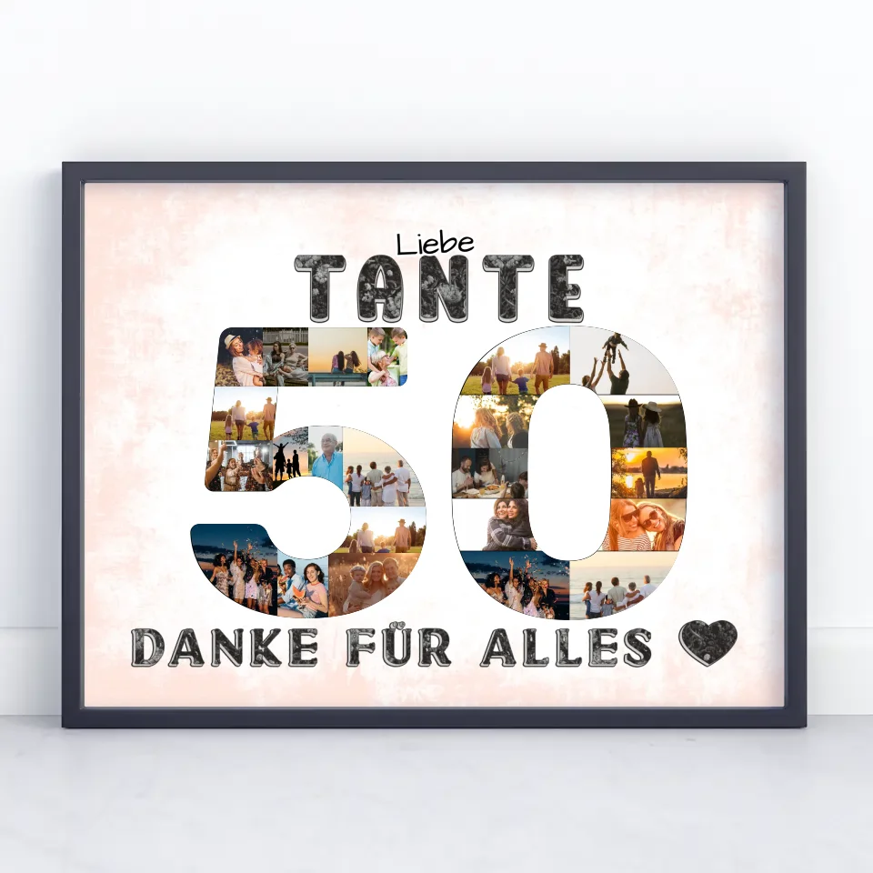 50 Geburtstag Personalisiertes Poster für Tante Fotocollage