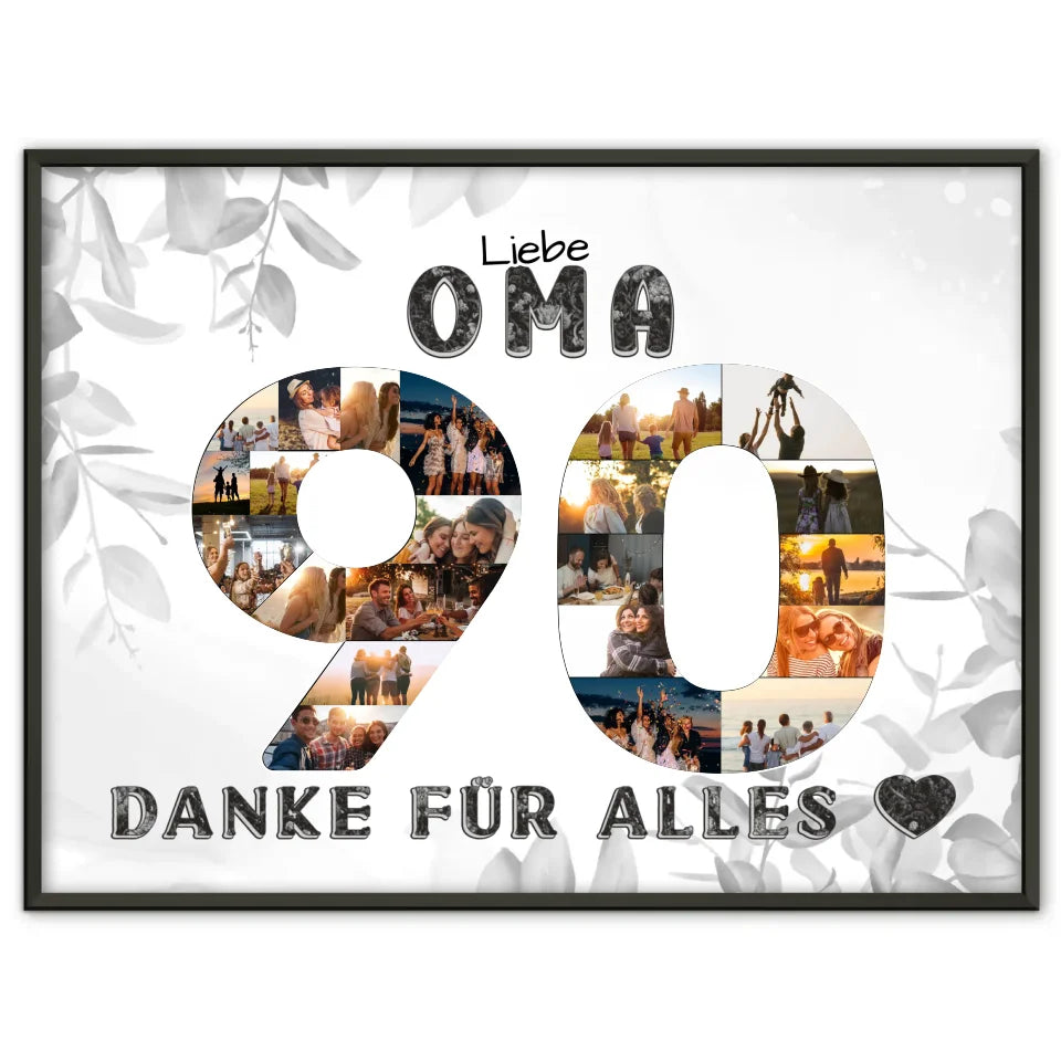 90 Geburtstag Poster personalisiert Danke für Alles für