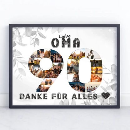 90 Geburtstag Poster personalisiert Danke für Alles für