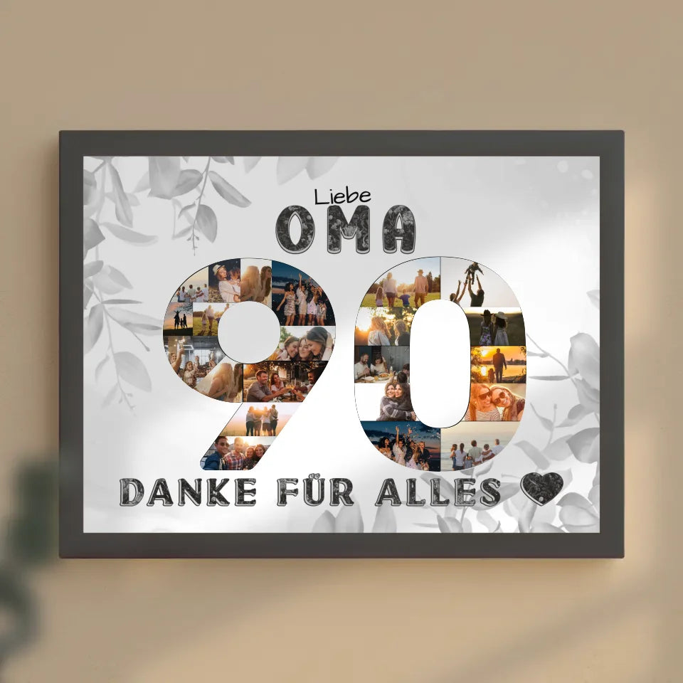 90 Geburtstag Poster personalisiert Danke für Alles für