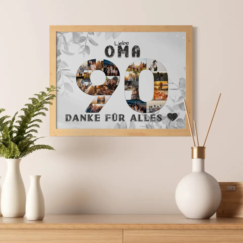 90 Geburtstag Poster personalisiert Danke für Alles für