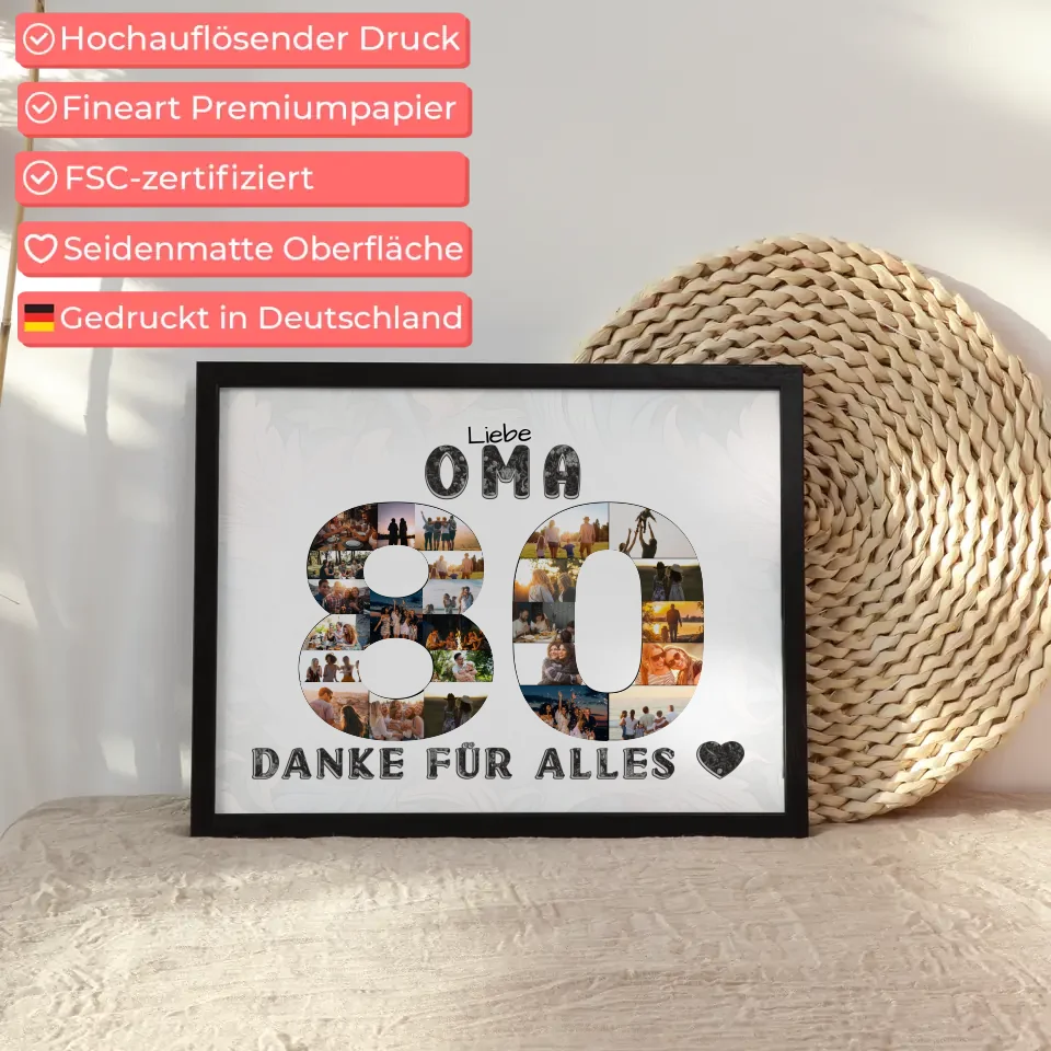 80 Geburtstag Danke für Alles Poster personalisiert für