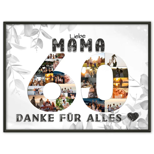 60 Geburtstag Personalisiertes Poster für Mama Fotocollage