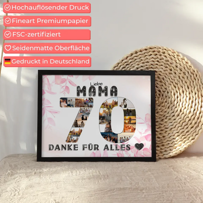 70 Geburtstag Geschenke Poster Mama Danke für alles